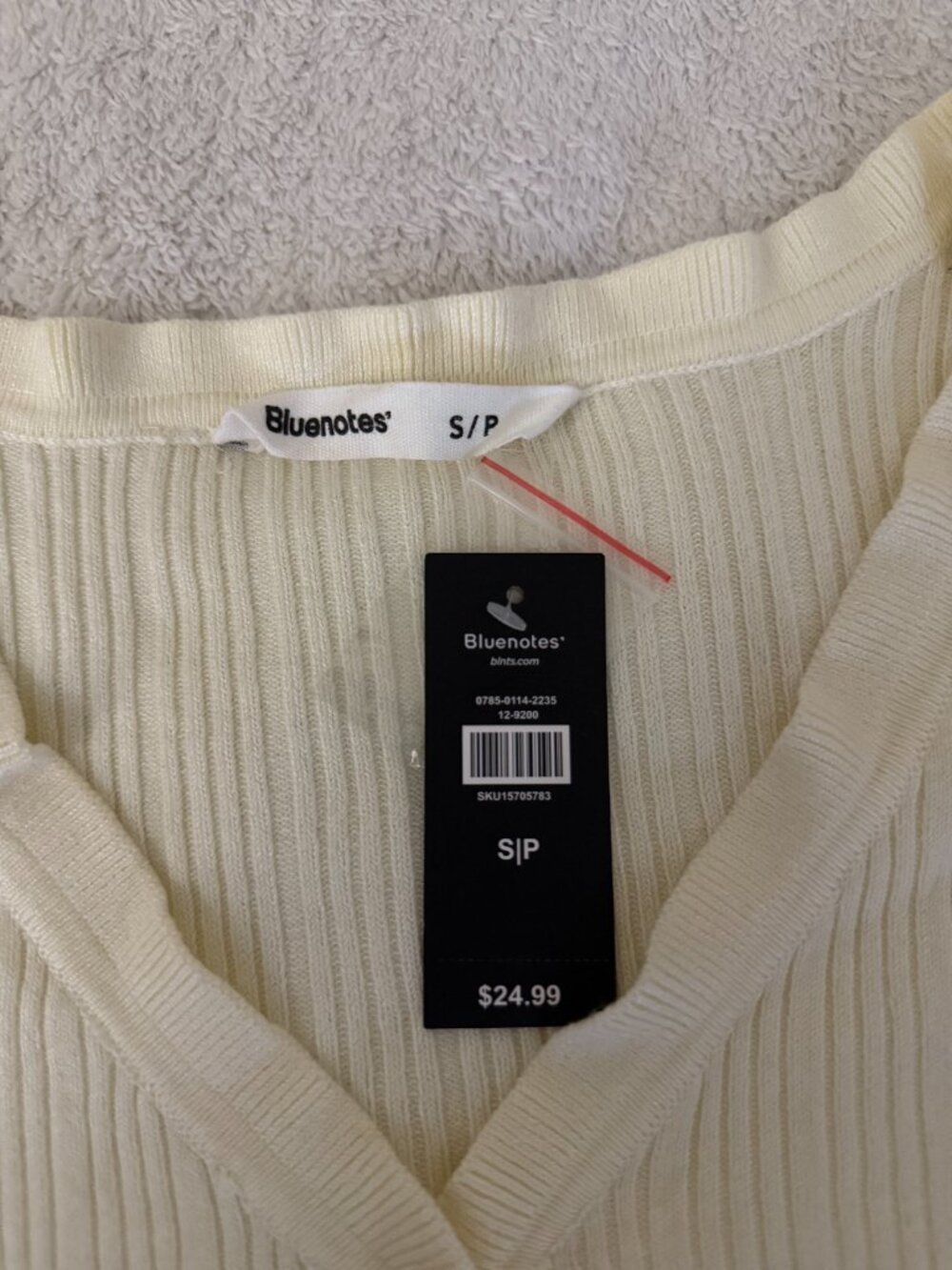 Bluenotes Ribbed Button-Up Short Sleeve Top - Picture 2 of 2